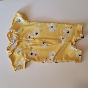 Hanna Andersson Summer Sweet Rash Guard Swim Suit Toddler 18-24 M Yellow Floral